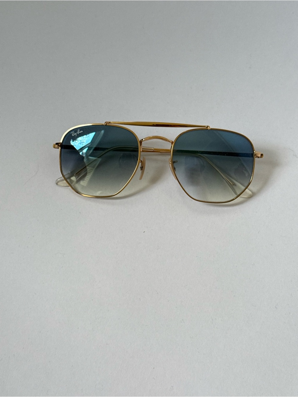 Ray-Ban Women’s Gold Frame Gradient Blue Aviator Sunglasses